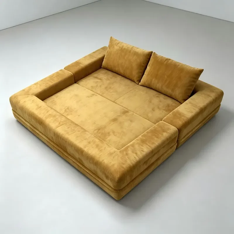 Modern Convertible Sofa Bed with Removable Backrest and Pillows Compression Design Furniture for Living Room and Bedroom
