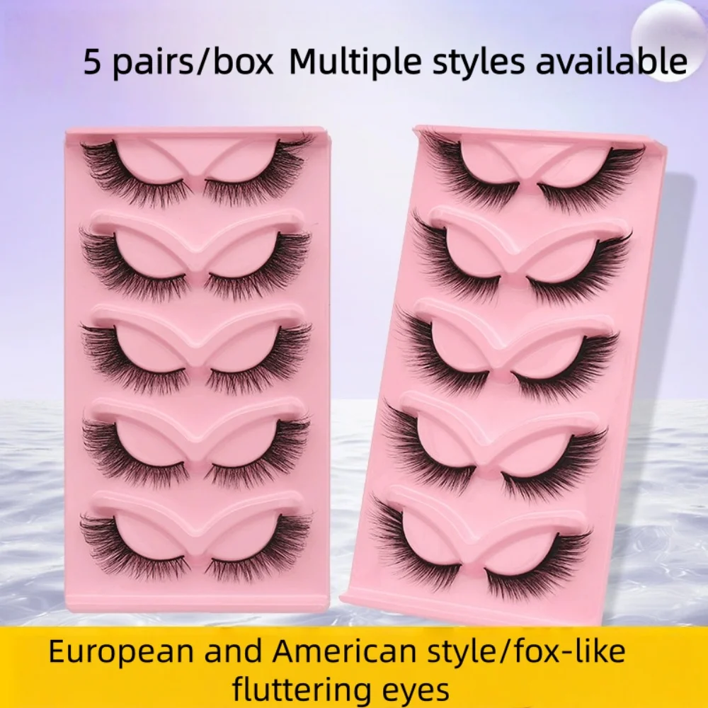 GIOIO Bestseller Schönheits-Make-up: 5 Paar diagonale falsche Wimpern im Fuchs-Stil, die die Augen verlängern können