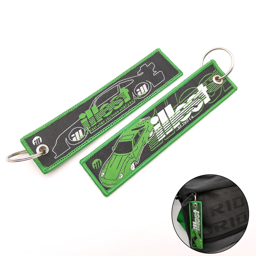 JDM Embroidery Key Strap Car Keychain keyring Fabric Key Tag Racing Key Rings Transfer Ring Strap Key Chain Car Motorcycle