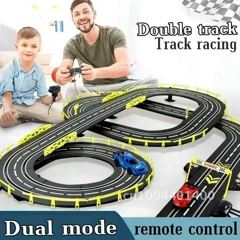 1/43 Electric Rail Car Double Remote Control Car Racing Track Toy Autorama Circuit Voiture Electric Railway Slot Race Car Toy