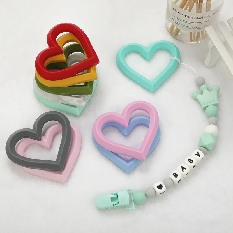 TYRY.HU 1pc Baby Soft Silicone Teether Round Heart Shape Molar Tool Kids Teether Baby Toy Food Grade Pacifier Accessories