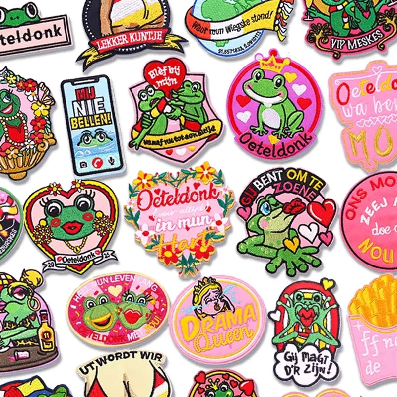 Niederlande Oeteldonk Emblem Patches für Kleidung Oeteldonk Niederlande Karneval bestickt Eisen auf Patches DIY Nähen Frosch Patch