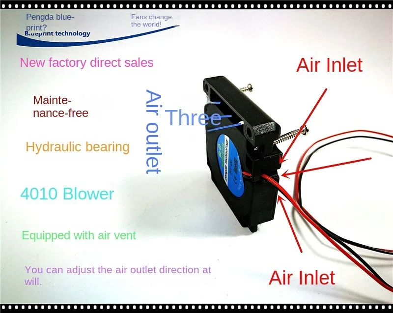 DIY 프린트 헤드 4010 송풍기, 터보 선풍기 냉각 에어 가이드, 3D 프린터 액세서리, 4cm, 12v, 24v, 5v, 40x40x10mm