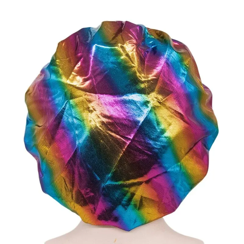 Laser Wide-brimmed Night Cap New Ladies High Elastic Hair Band Shower Cap European And American Fashion Turban Cap