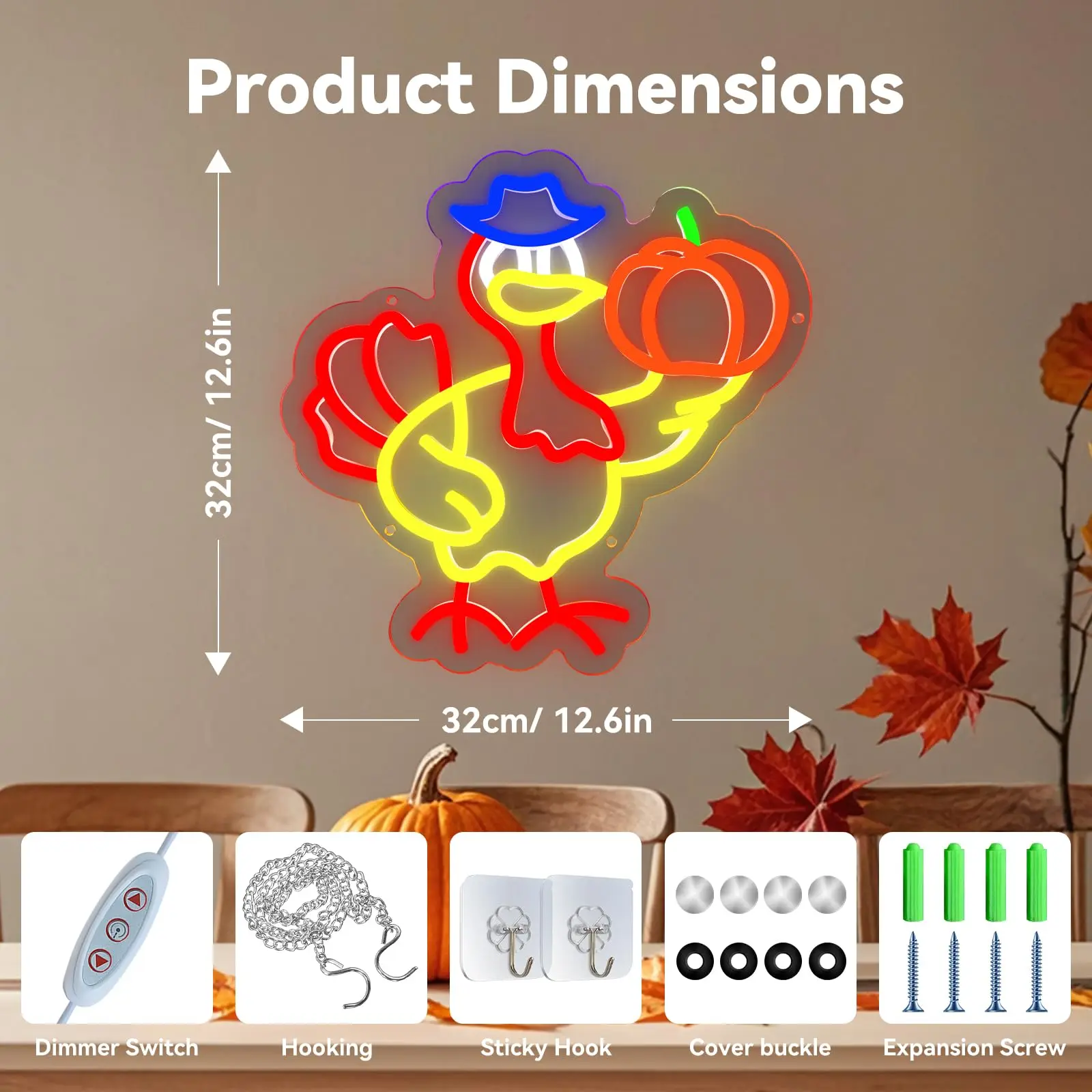 عيد الشكر اليقطين النيون تركيا علامات ضوء ديكور للتعليق على الحائط لخريف الخريف الشكر عيد الهالوين ديكور المنزل
