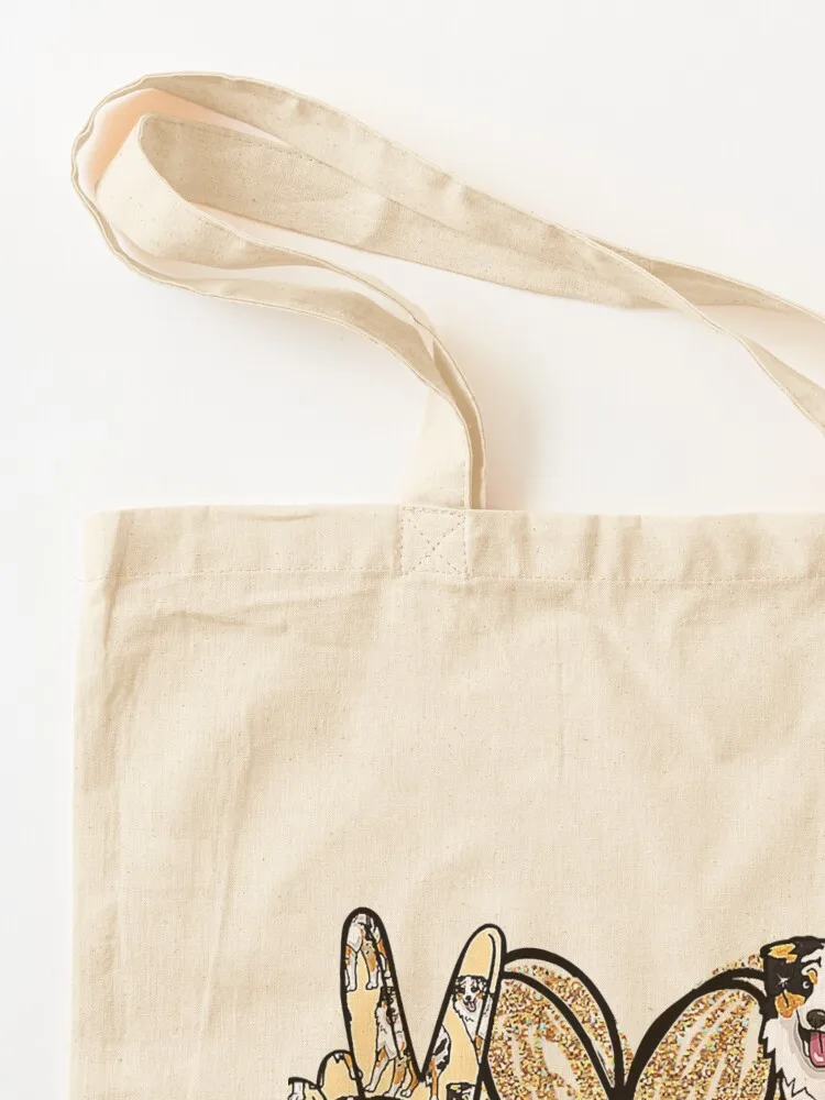 السلام الحب الأسترالي مضحك الأسترالي أمي الكلب أمي عيد الأم تي شيرت حمل حقيبة لطيف حمل حقيبة حمل حقيبة امرأة سيدة حقائب