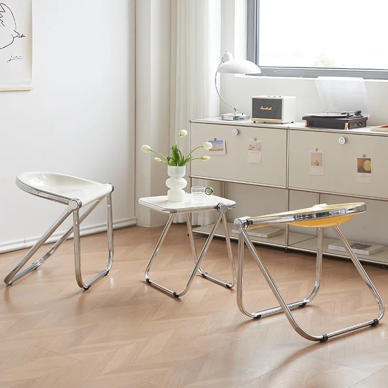 Simple and transparent folding small coffee table, sofa corner table, outdoor folding table, Nordic light luxury edge table