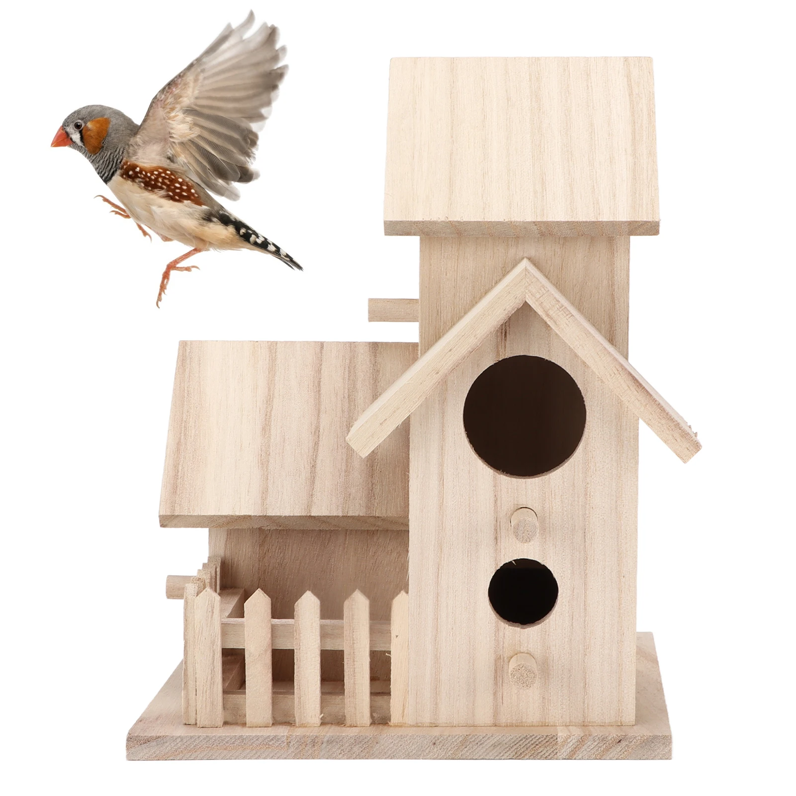 Outdoor Birdhouse Paulownia Garden Bird Nests Small Bird Breeding Box For Wild BirdsThree Rooms