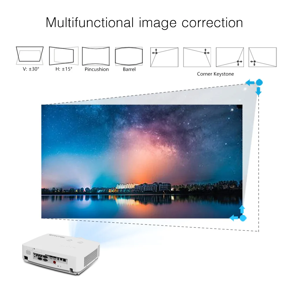 4K Projector Home Outdoor Professional, 6000 Lumens 3 LCD with XGA Resolution