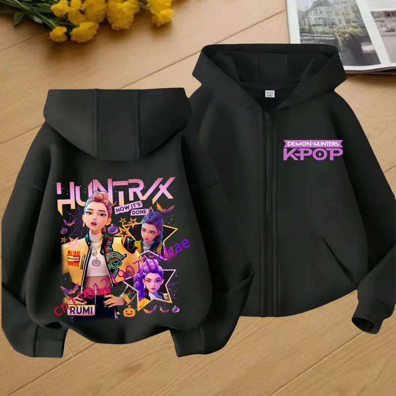 

Kpop Demon Hunters Hoodie Children Clothes Kid Girl Boy Hallowmas Sweatshirt Zipper Hoody Baby Casual Tops Zip Up Sweatshirts