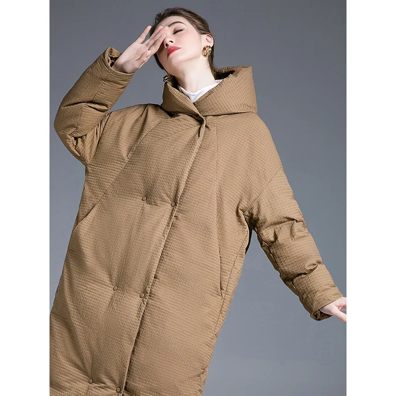 

Luxury High Quality Cocoon-style Long Down Coat Women Winter Trench Coat Thicken White Duck Down Jacket Windproof Trench Coat
