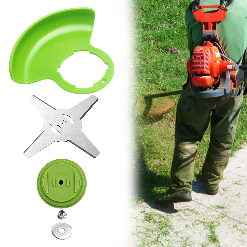 Plastic Cover and Saw Blade Set Grass Guard Baffle Metal Grass Trimmer Head Blade Plastic Cover Garden Power Tools Attachment