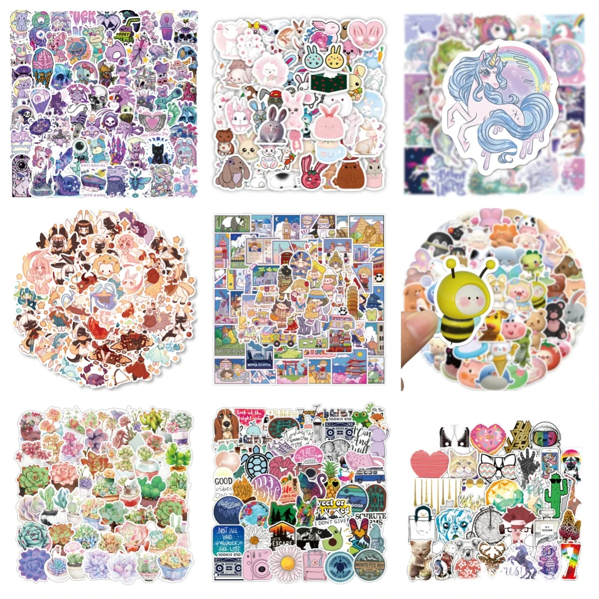 10/30/50PCS Potted Plant Cartoon Graffiti Cute Girl Laptop Luggage Skateboard Guitar Waterproof Sticker Wholesale