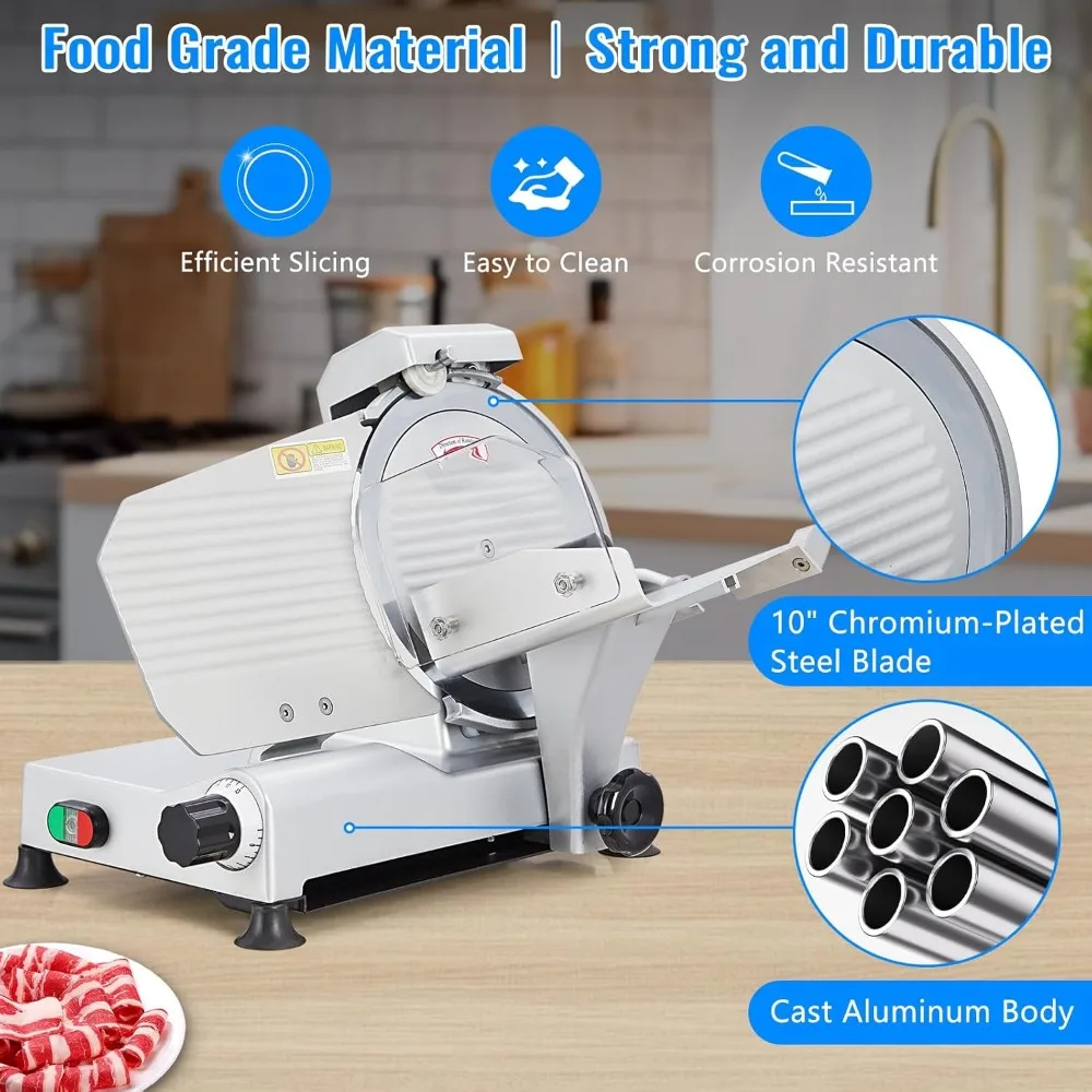 고기 전기 식품 슬라이서, 10 인치 스테인레스 스틸 블레이드 및 내장 숫돌, 240W