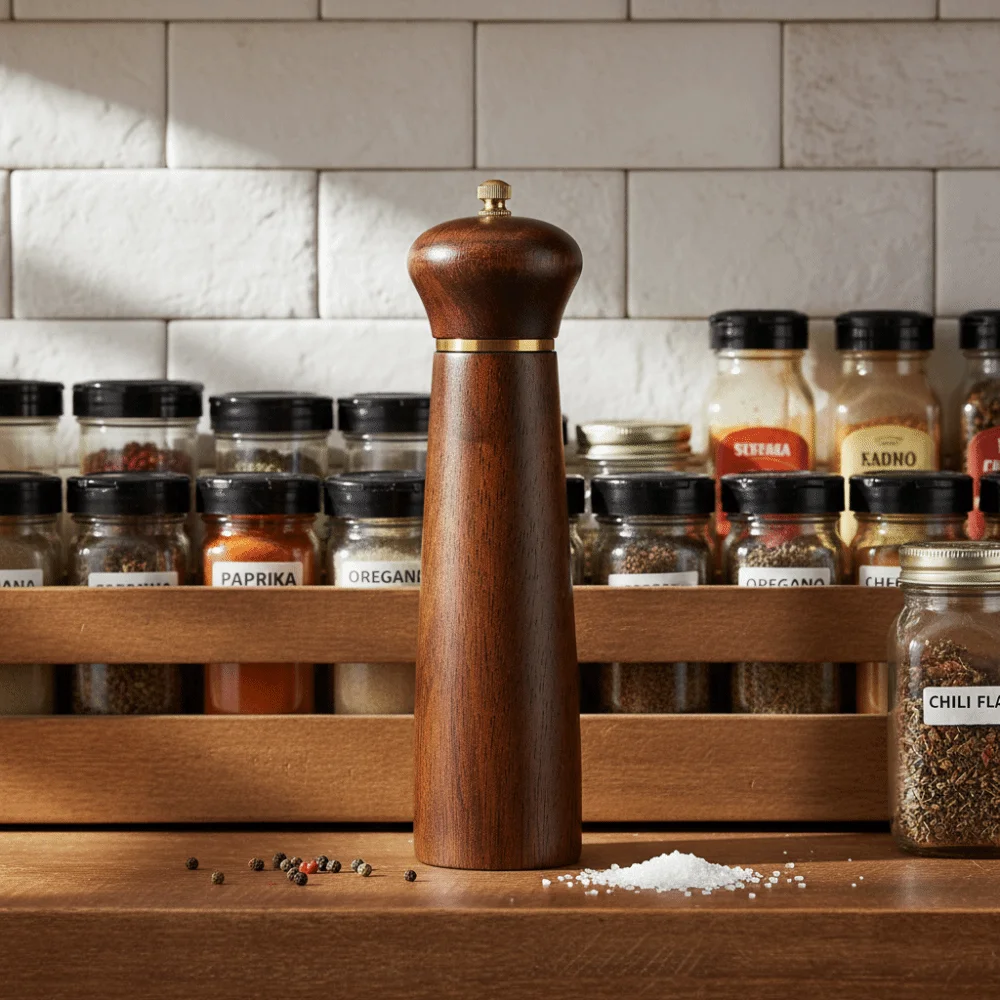 Vintage Wooden Salt and Pepper Grinder Handheld Adjustable Particle Size Pepper Mill Sturdy Wear-resistant