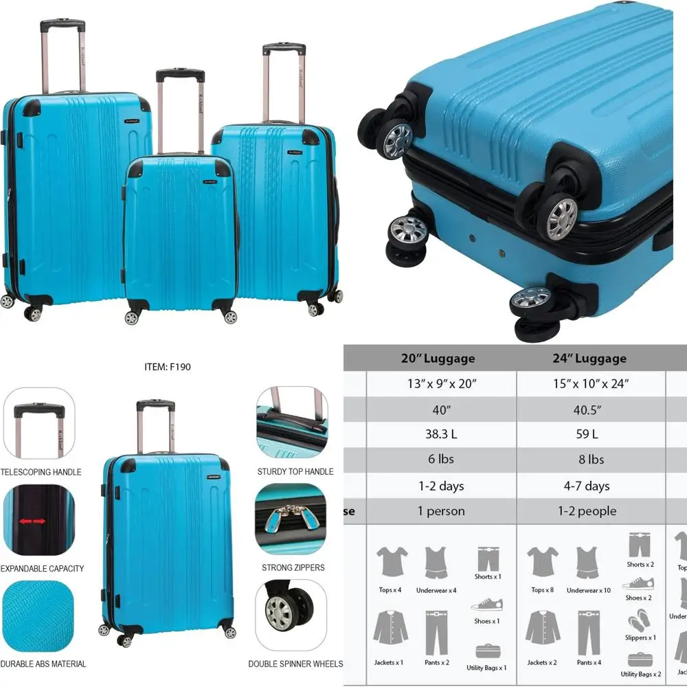 

Turquoise 3-Piece Hardside Spinner Luggage Set by Rockland London (20/24/28)