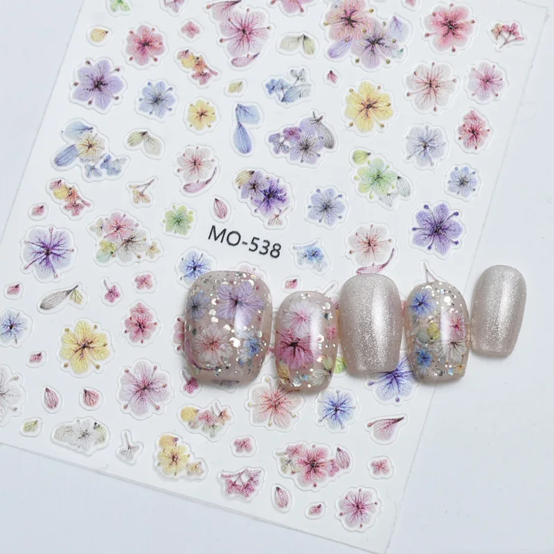 TSZS かわいいカラフルなかわいい猫ネイルステッカー自己粘着漫画猫夏の花自己粘着ネイルアートデカール