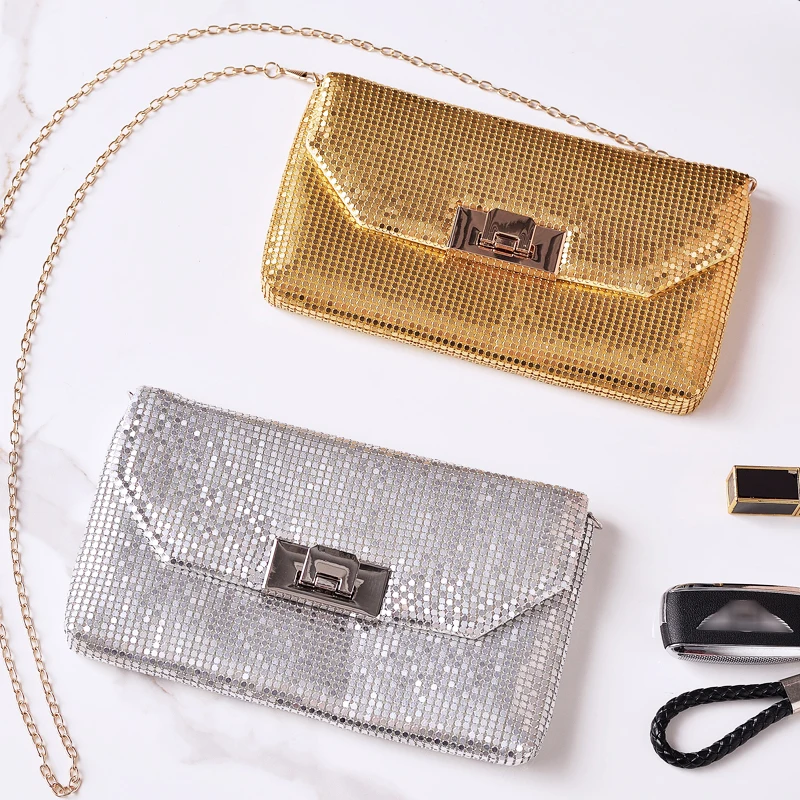 Golden Party Clutch Bling Small Women's Bag Messenger Evening Shoulder Wallets Luxury Brands Light Bag Sequin Elegant Handbag