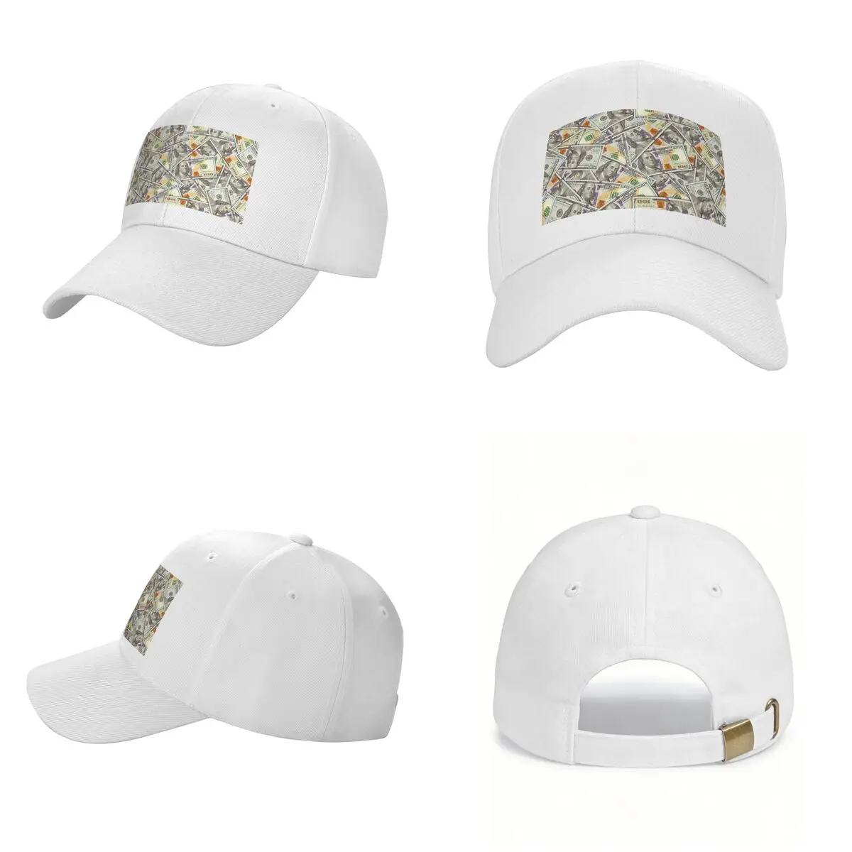 Giant Money Background 100 Dollar Bills Cap Fashion Casual Baseball Caps Adjustable Hat Hip Hop Summer Unisex Baseball Hats
