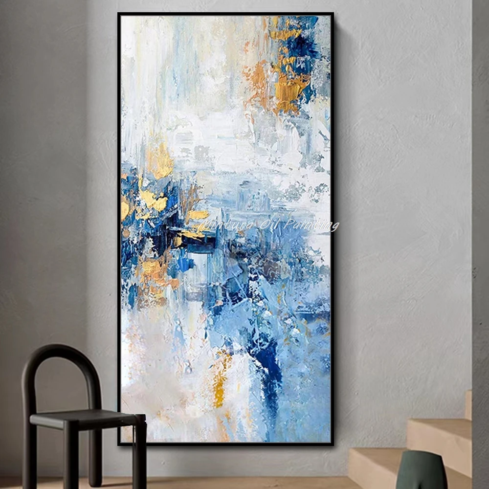 Mintura Large Handpainted Abstract Texture Oil Paintings on Canvas Nordic Style Wall Art Picture for Living Room Home Decoration