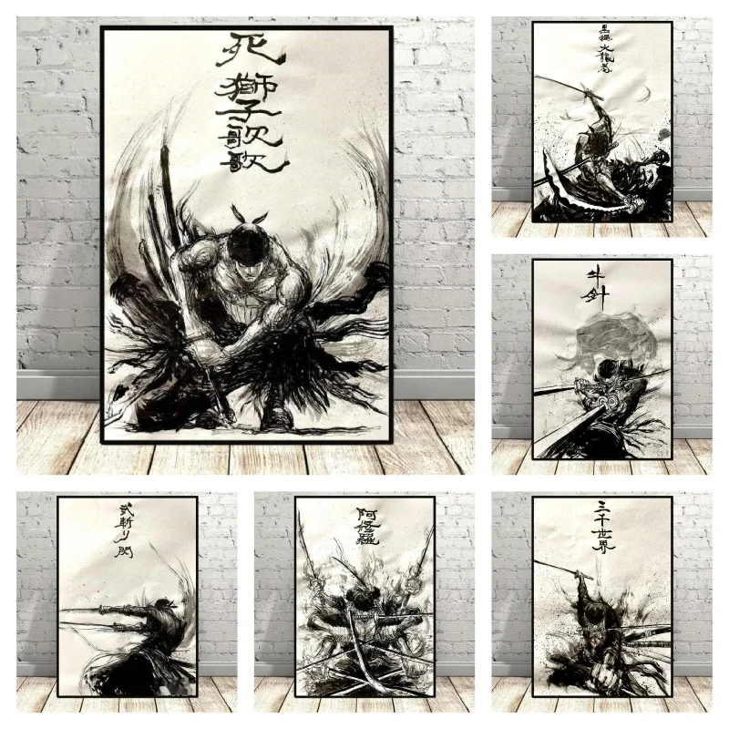 

One Piece Zoro Canvas Wall Art Poster Toys Decoration Paintings Modern Home Birthday Gifts Cartoon Character Picture Decorative