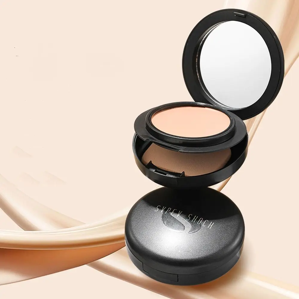 3 Colors Pressed Powder Foundation Oil Control Silky Texture Makeup Base Waterproof Long-Lasting Matte Concealer