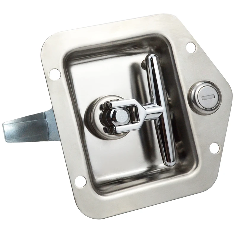 Stainless Steel Recessed Paddle Handle Locks with Linkage T-folding Handle Panel Lock for Large Heavy Duty Trucks