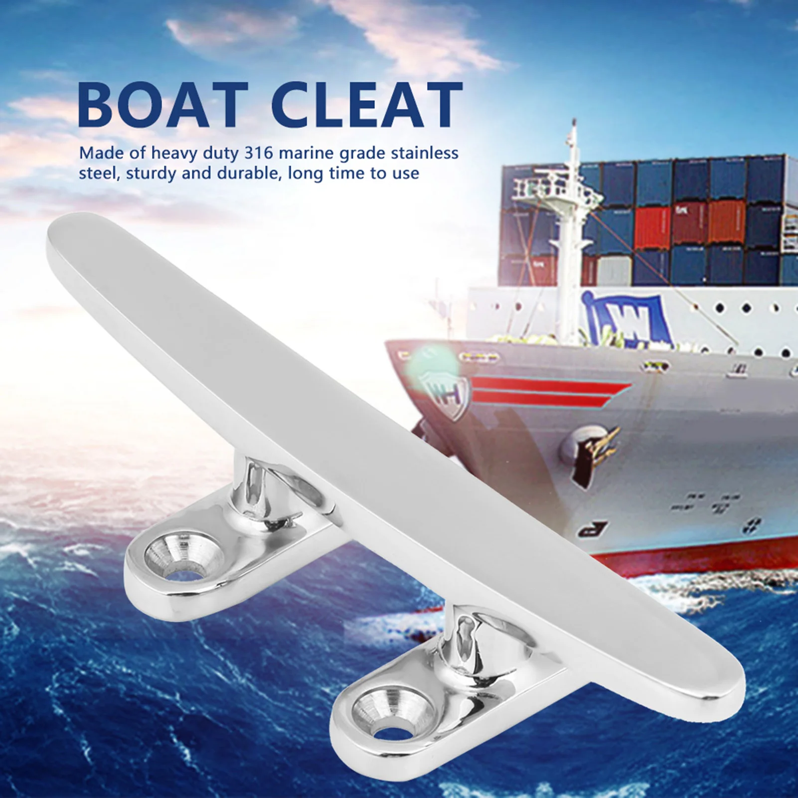 125MM Deck Cleat Stainless Steel for Marine Yacht Flat Top Low Silhouette Mooring Dock Cleat OEM Replacement