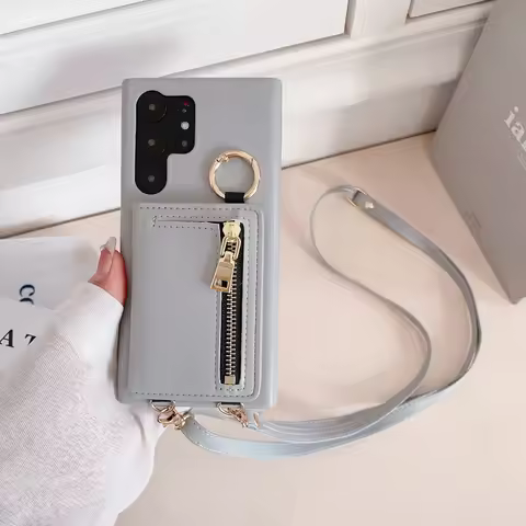 Crossbody Leather Wallet with Card Holder Phone Case for Samsung Galaxy S23 FE S25 S24 S22 Ultra Plus A53 A54 Shockproof Cover