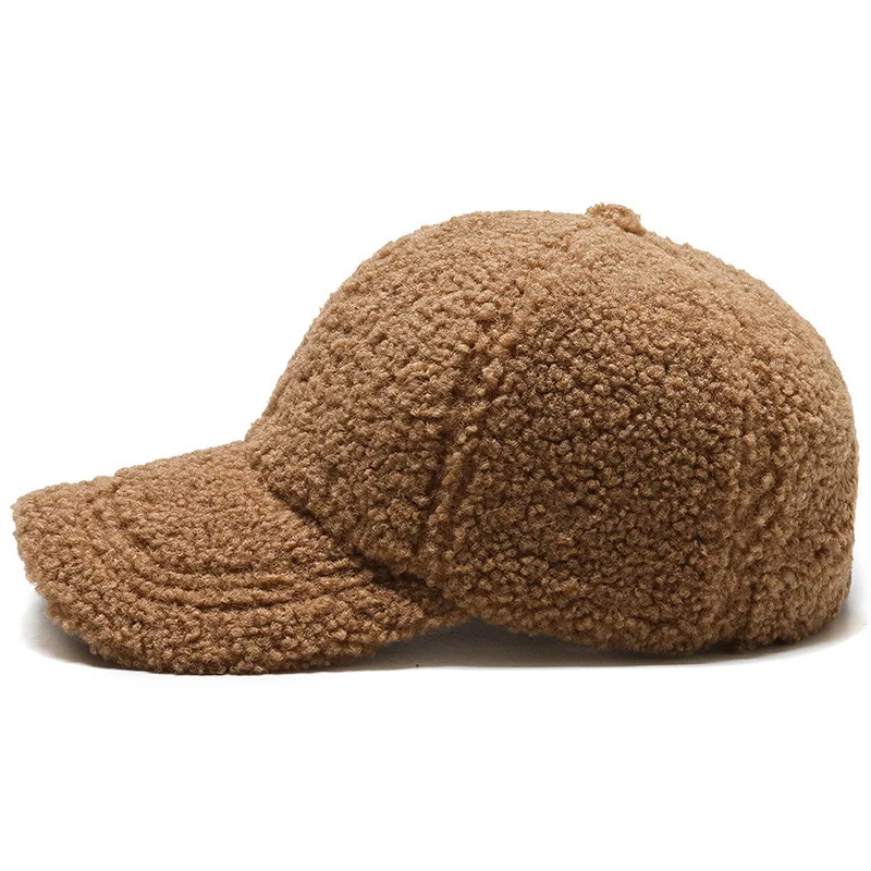 Autumn Winter Baseball Cap Women Artificial Lamb Wool Hats Keep Warm Cap Plush Baseball Caps Spring Baseball Cap Solid Sunshade