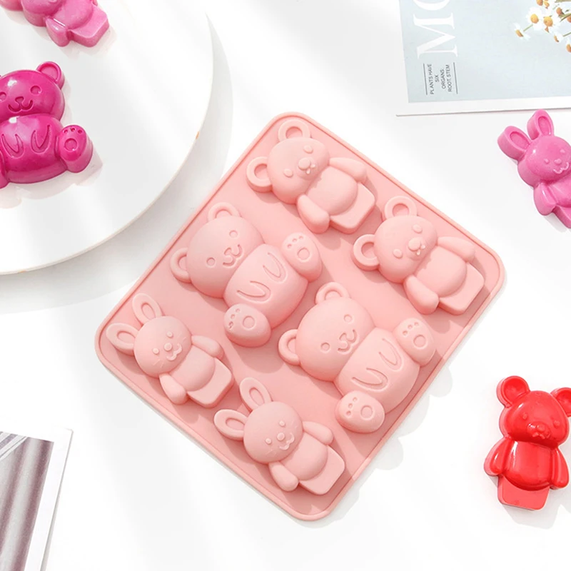 Silicone Mold Cute Cartoon Animal Chocolate Cake Baking Mould Kitchen Baking Tool Kids Complementary Food Tools Bear