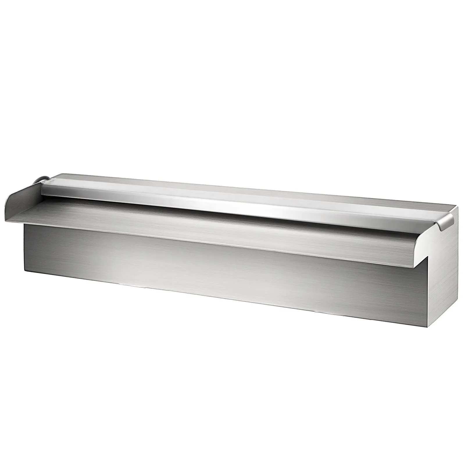 

Фонтан для бассейна из нержавеющей стали, водопад 11,8 x 4,5 x 3,1 дюйма (Ш x Г x В) со светодиодной лентой, водосливной канал с подсветкой