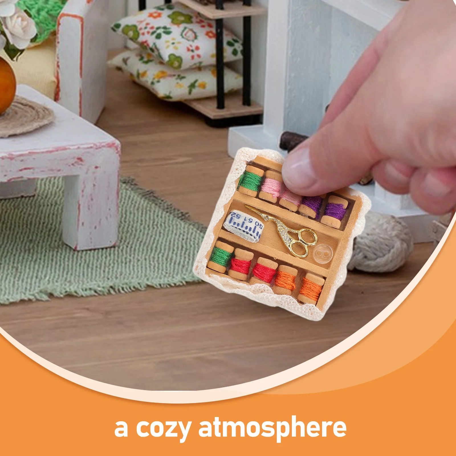 1Set miniatuur naaikofferaccessoires Realistische houten naaikist voor Tiny House Decor Poppenhuisdecoratieaccessoires