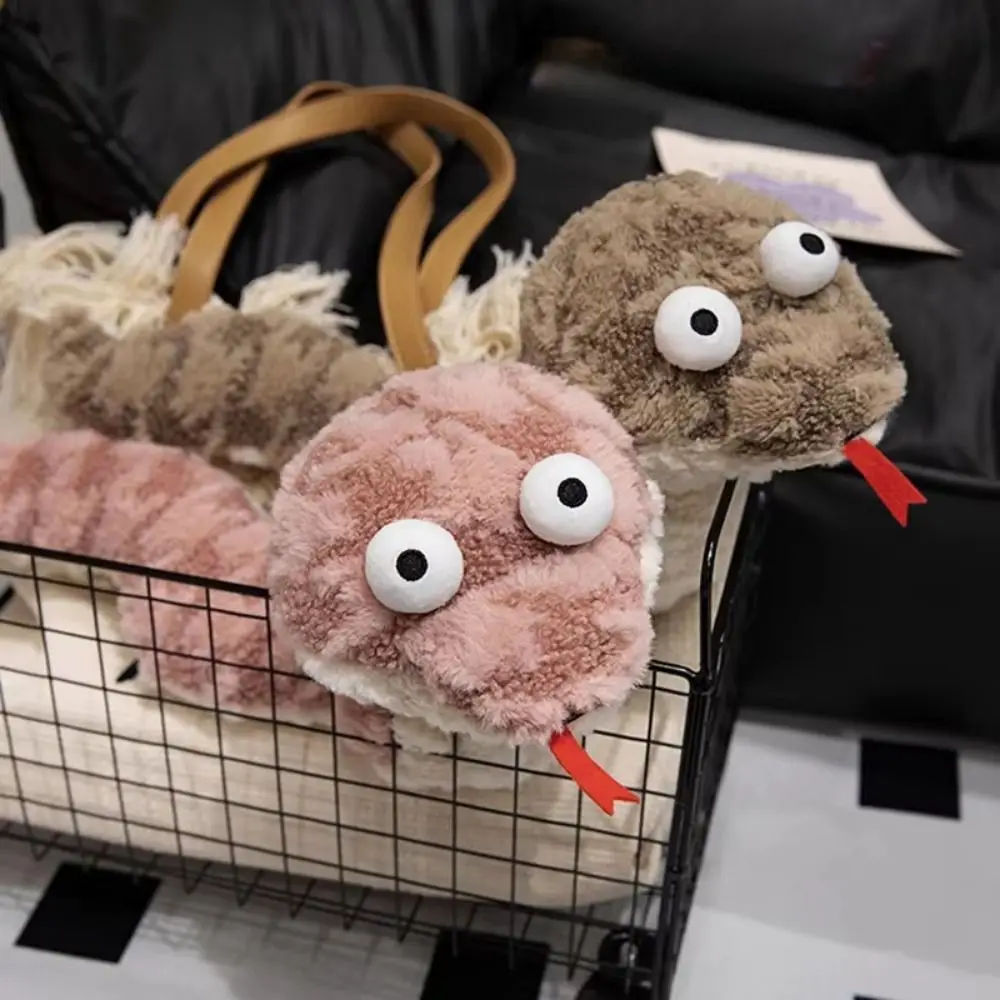 Juguetes de peluche de serpiente de ojos grandes y esponjosos, Animal relleno de dibujos animados de 45-70cm, cómoda cabeza grande, muñeco tranquilizador de serpiente, decoración del hogar