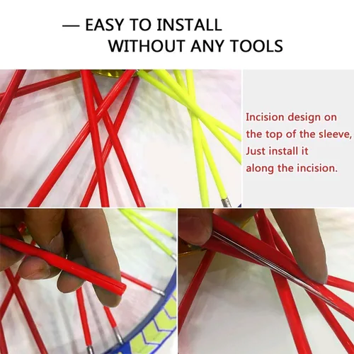 Imagen 2 del producto 36 unids/pack Protector de radios de rueda de bicicleta colorido llantas de Motocross cubiertas de pieles Protector de bicicleta todoterreno Kit de envolturas protector de bicicleta de motocicleta