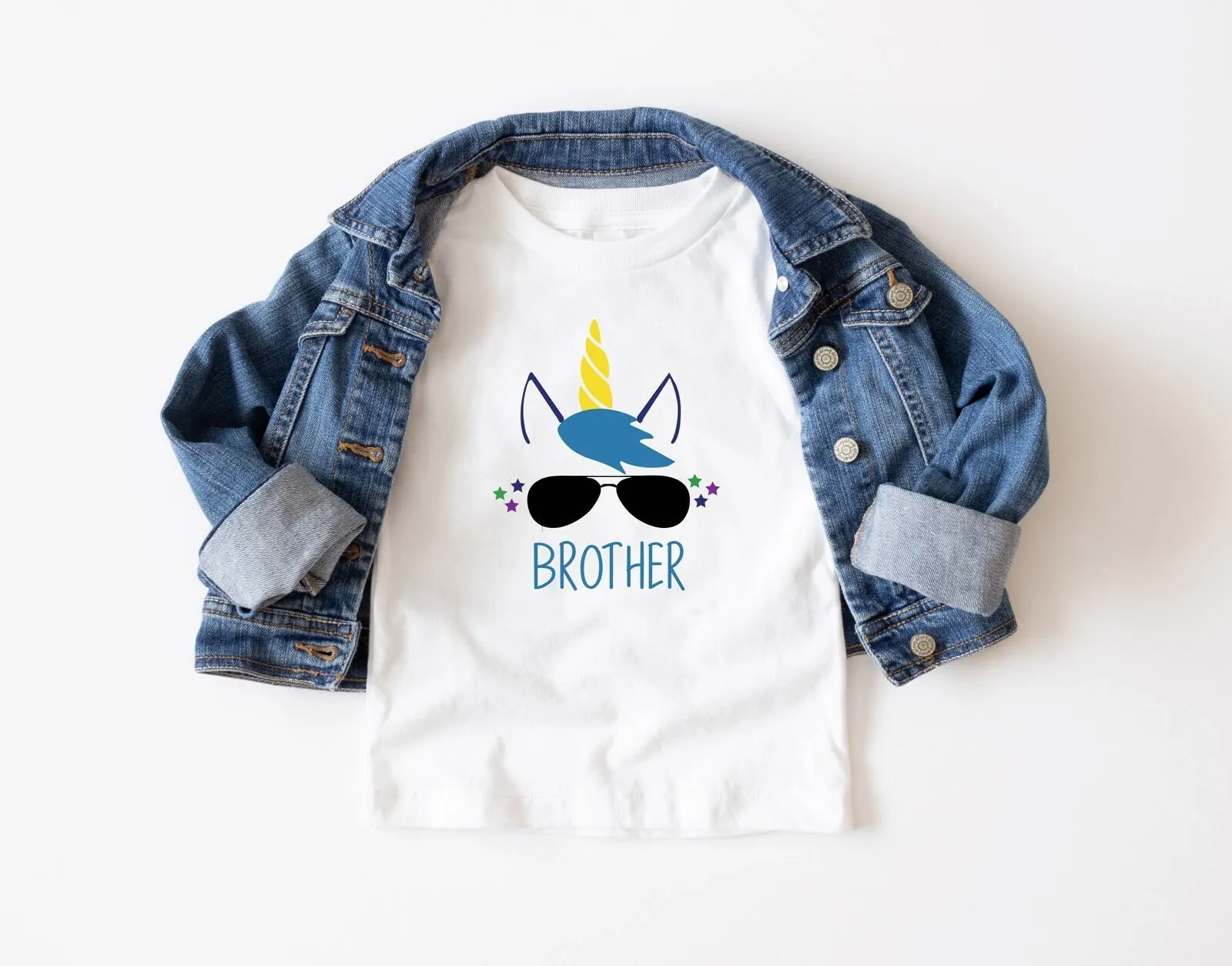 Brother Unicorn T Shirt Birthday Family Party Baby AnnouncemeneT Gender Reveal Funny