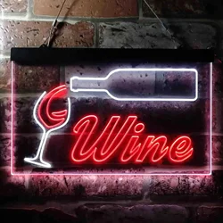 Dual Color LED Neon Wine Bar Pub Drink Neon Sign Bottle Glass Cup Beer Wine Bar Wall Decor Hanging Neon Sign-3D Carving Wall Art