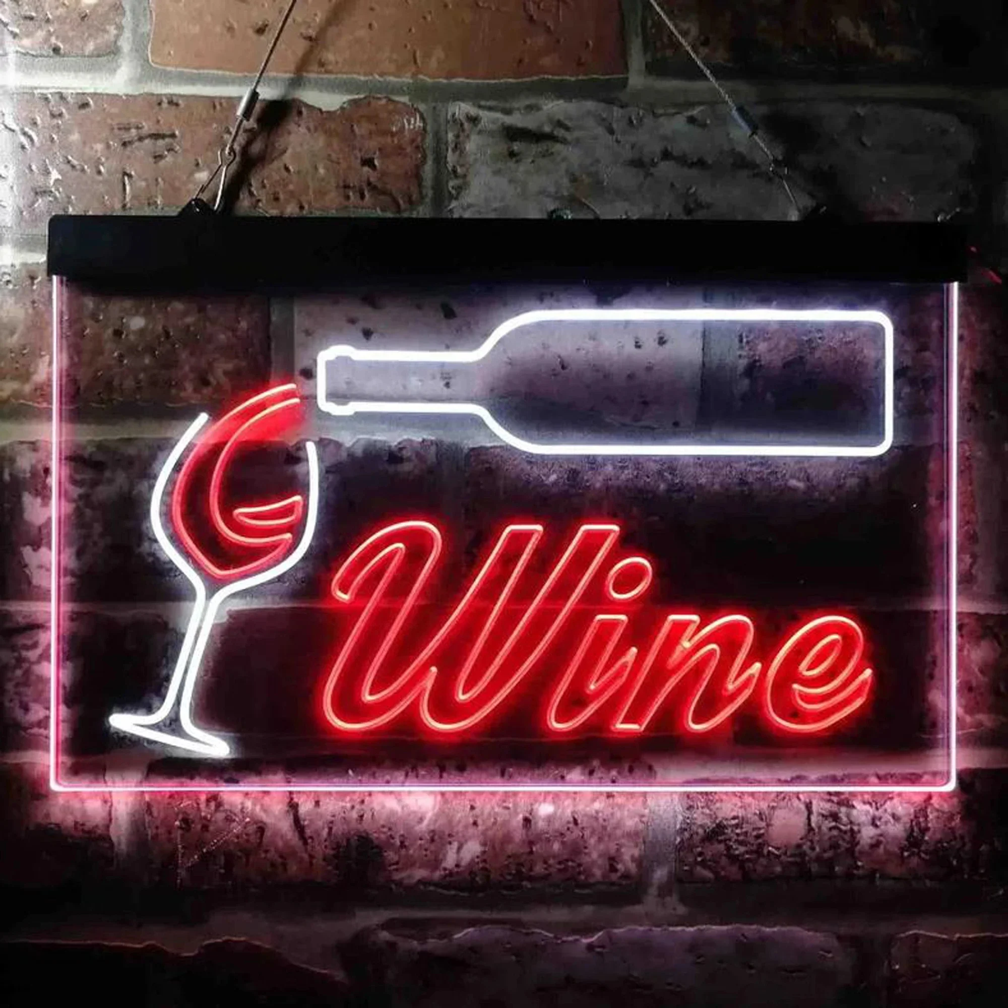 Dual Color LED Neon Wine Bar Pub Drink Neon Sign Bottle Glass Cup Beer Wine Bar Wall Decor Hanging Neon Sign-3D Carving Wall Art