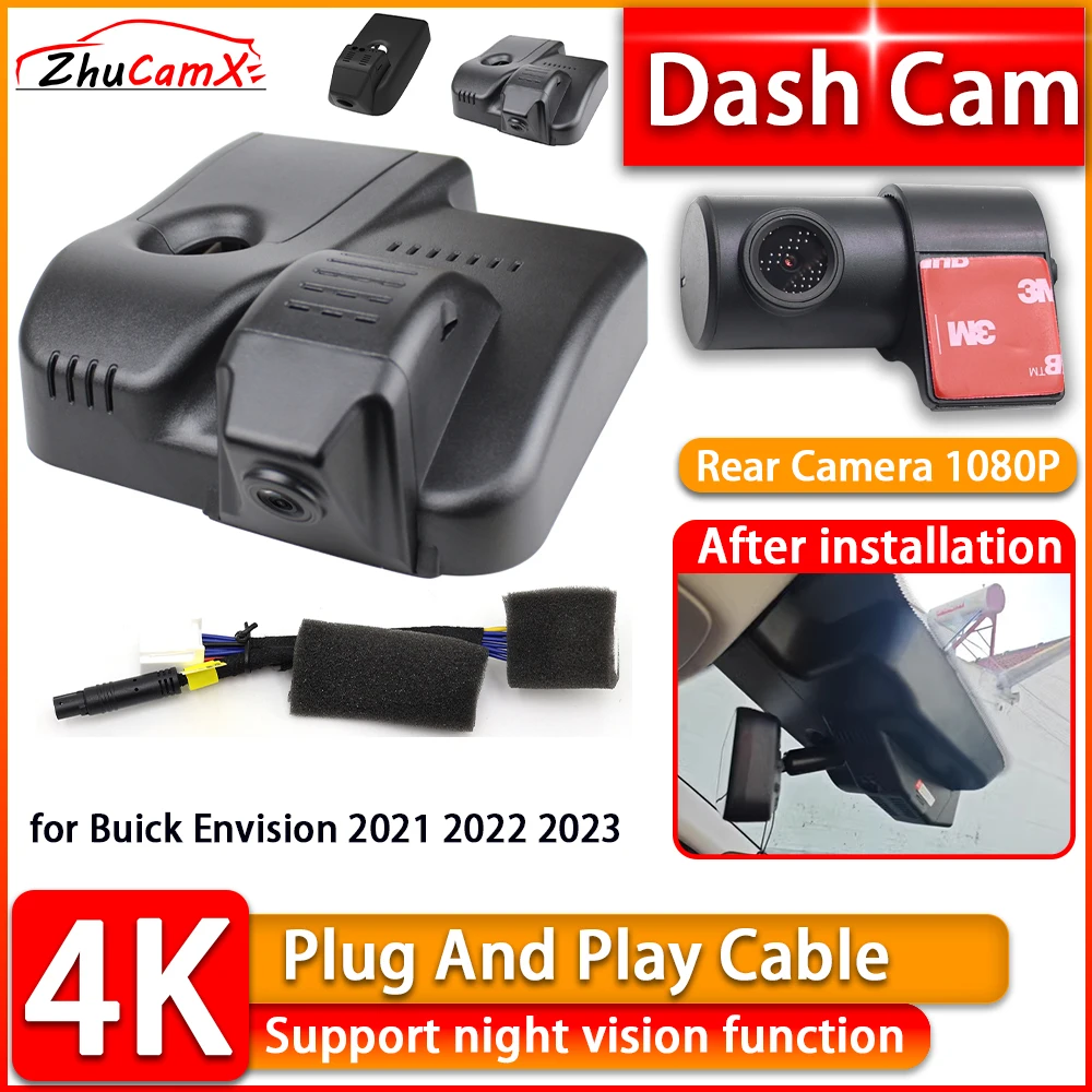 Cámara para Auto HD WiFi 4K para Buick Envision 2021 2022 2023, DVR 2160P, Cámara Delantera y Trasera, Plug and Play, Grabador de Video, Visión Nocturna