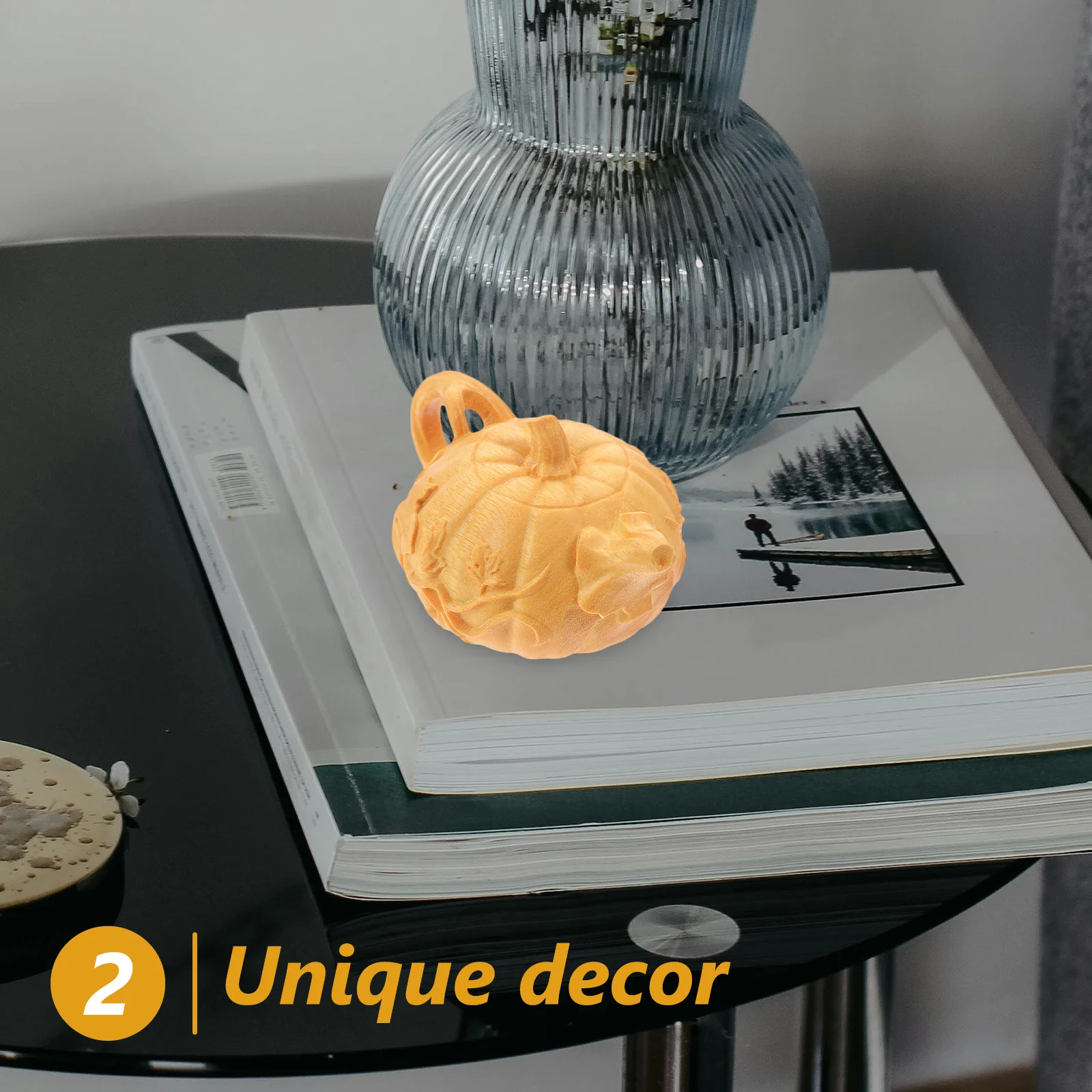 

Wooden Carved Pumpkin Kettle Decorative Ornament Meticulous Hand Polished Home Sculpture Wooden Pumpkin Kettle Decor