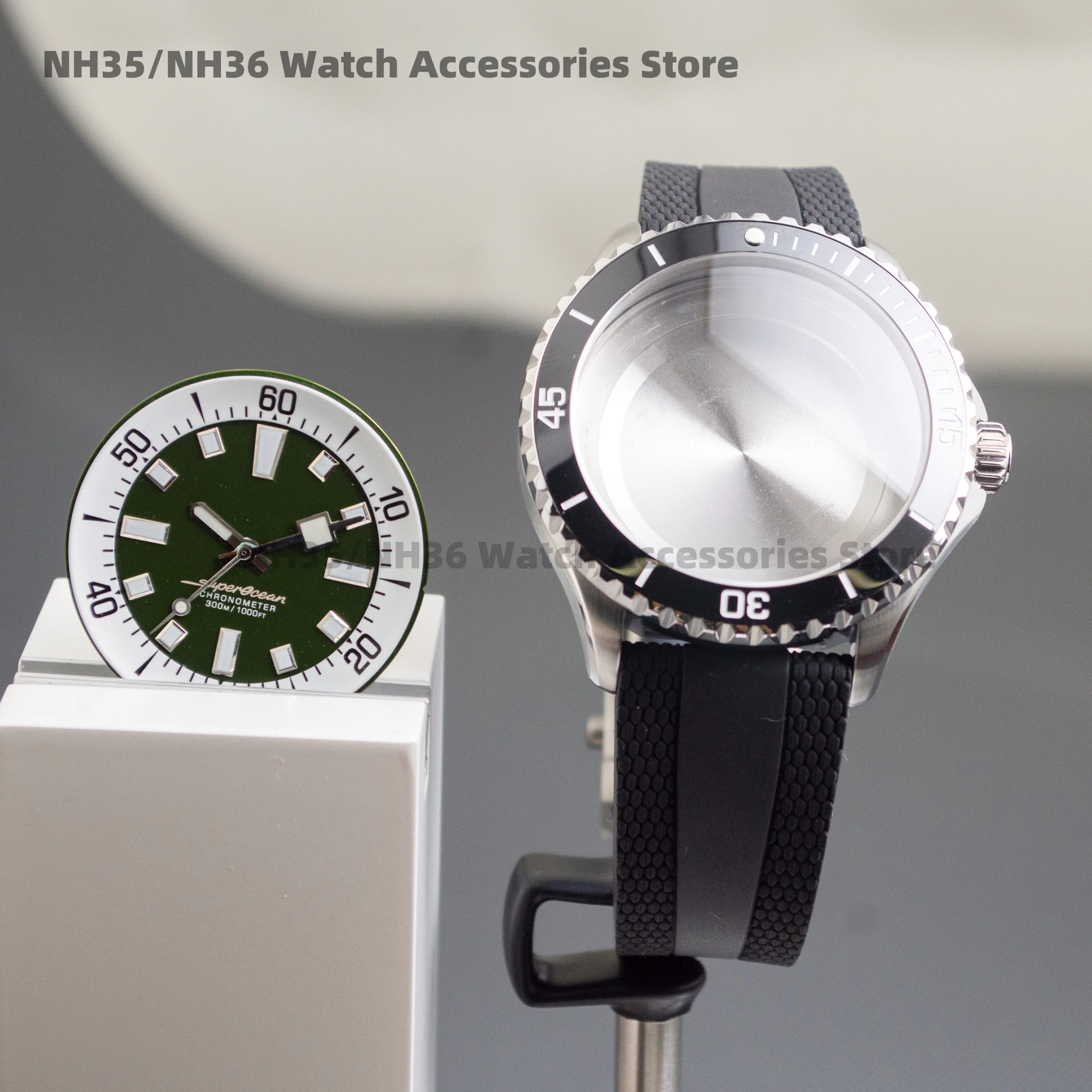200m Diving Case NH35 Watch Case Luminous Dial Hands Sapphire Crystal Glass for NH35 NH36 Movement 44mm Case Dial Hands