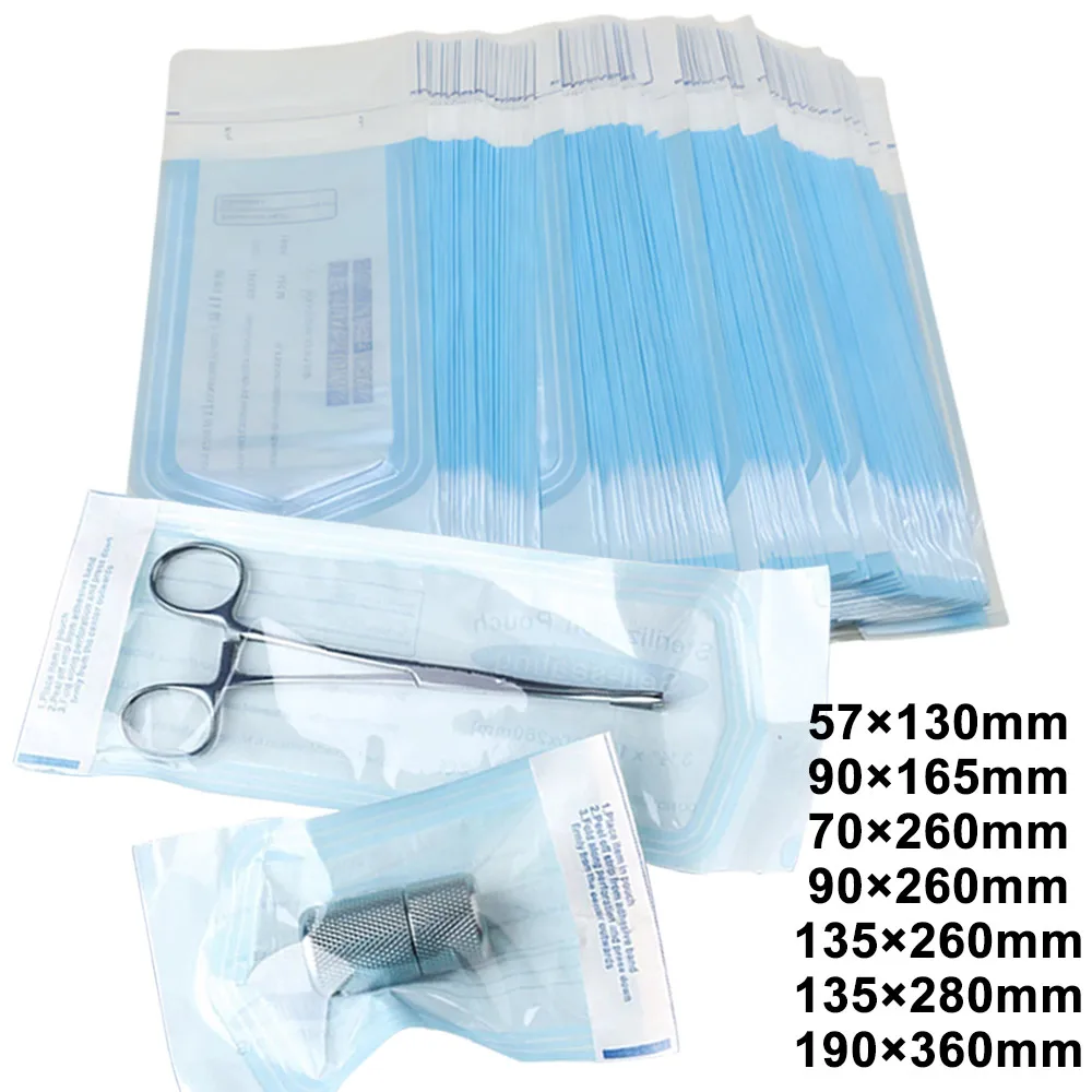 100PCS Self-sealing Sterilization Pouches Bags Tattoo Nail Dental Disinfection Bags Medical-grade Disposable Storage Bag