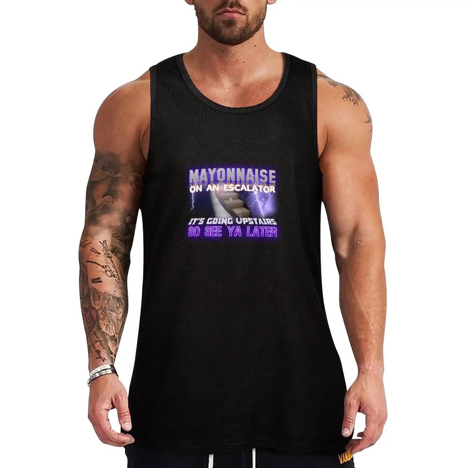 Mayonnaise On An Escalator Meme Tank Top Summer Casual Tank Top Loose Fit Breathable Shirt