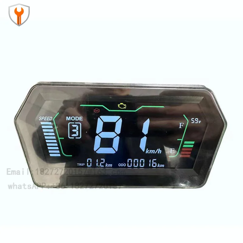 LCD Display Speedometer for Controller, Adjustable with CAN & 1-Wire Communication, 72V 96V for Electric Scooter