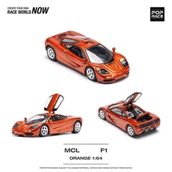 PreSale Pop Race 1:64 MCL F1 Orange Openable Hood Diecast Diorama Model Collection Miniature Toys