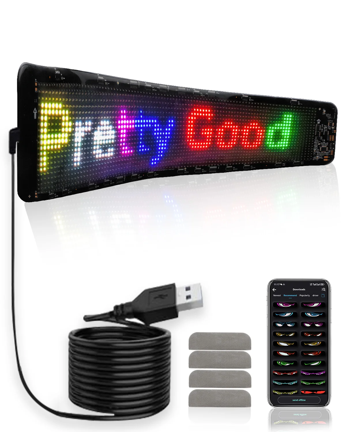 

LECART Car Windshield Devil Eyes Light, Programmable LED Scrolling Sign Light, Flexible Digital LED Sign, Colorful Soft Screen,