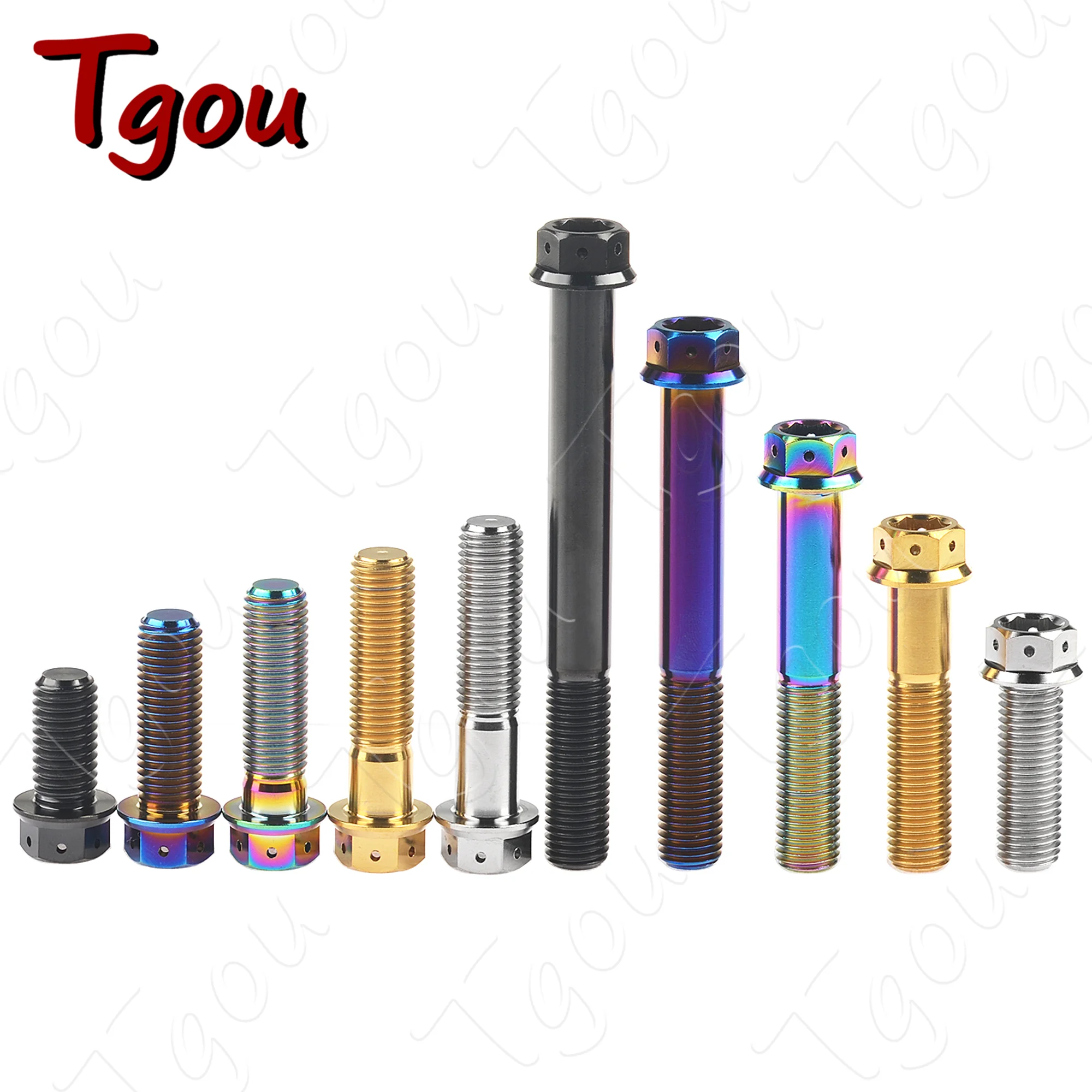Tgou Titanium Bolt M10x20~90mm Pitch1.25/1.5mm Flange Inner Outer Hexagon Screws for Motorcycle Disc Brake Refitted