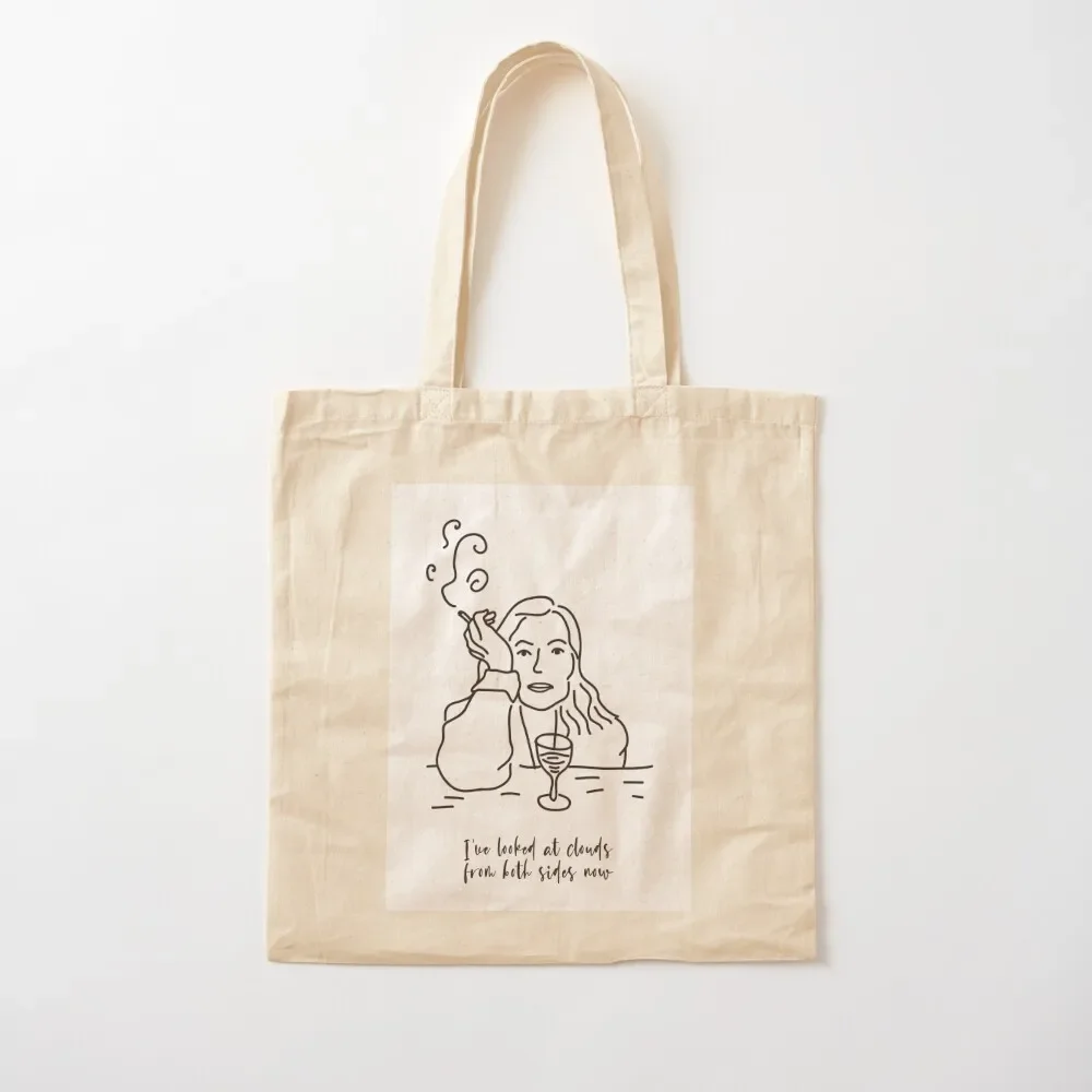 

Joni Mitchell Poster - Joni Mitchell print, Minimalist art, Line art, both sides now lyrics Tote Bag Women's bag Bag