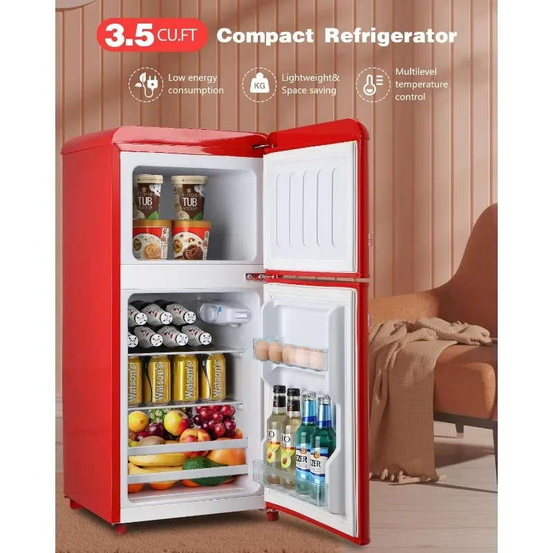 EUASOO piccolo frigorifero con congelatore, dimensioni compatte, termostato regolabile, adatto per Garage, dormitorio, camera da letto