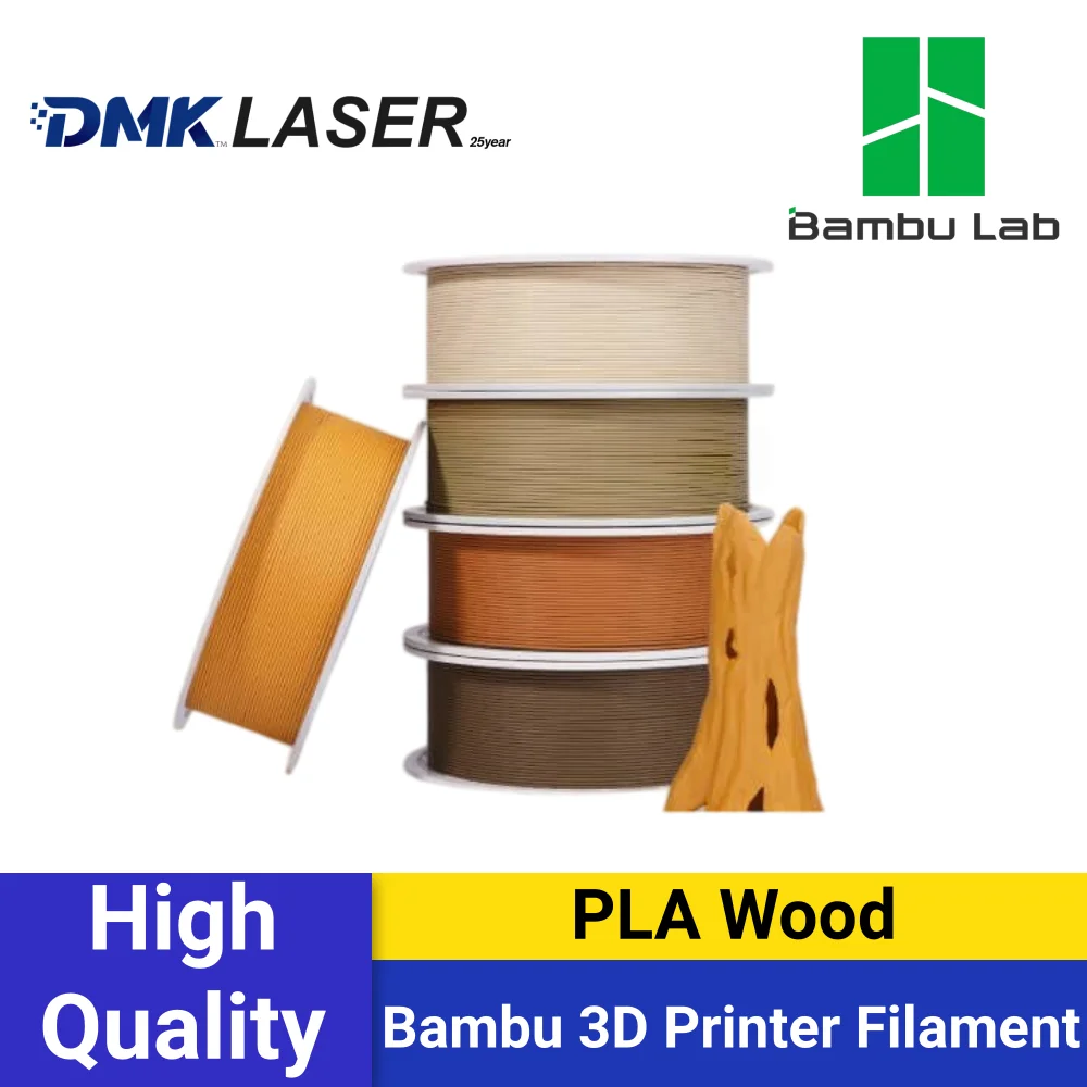 Bambu Lab original PLA Wood 3D Printer Filament Real Wood Texture & Fine Matte Finish, Smooth Matte Look, RFID-Enabled 1kg Spool